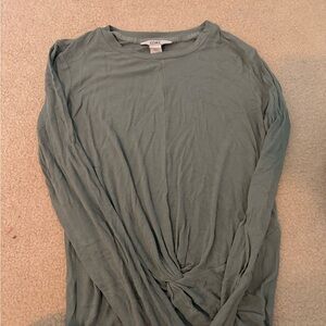 Athleta Girl sage green long sleeve top with knot detail. Size: XL